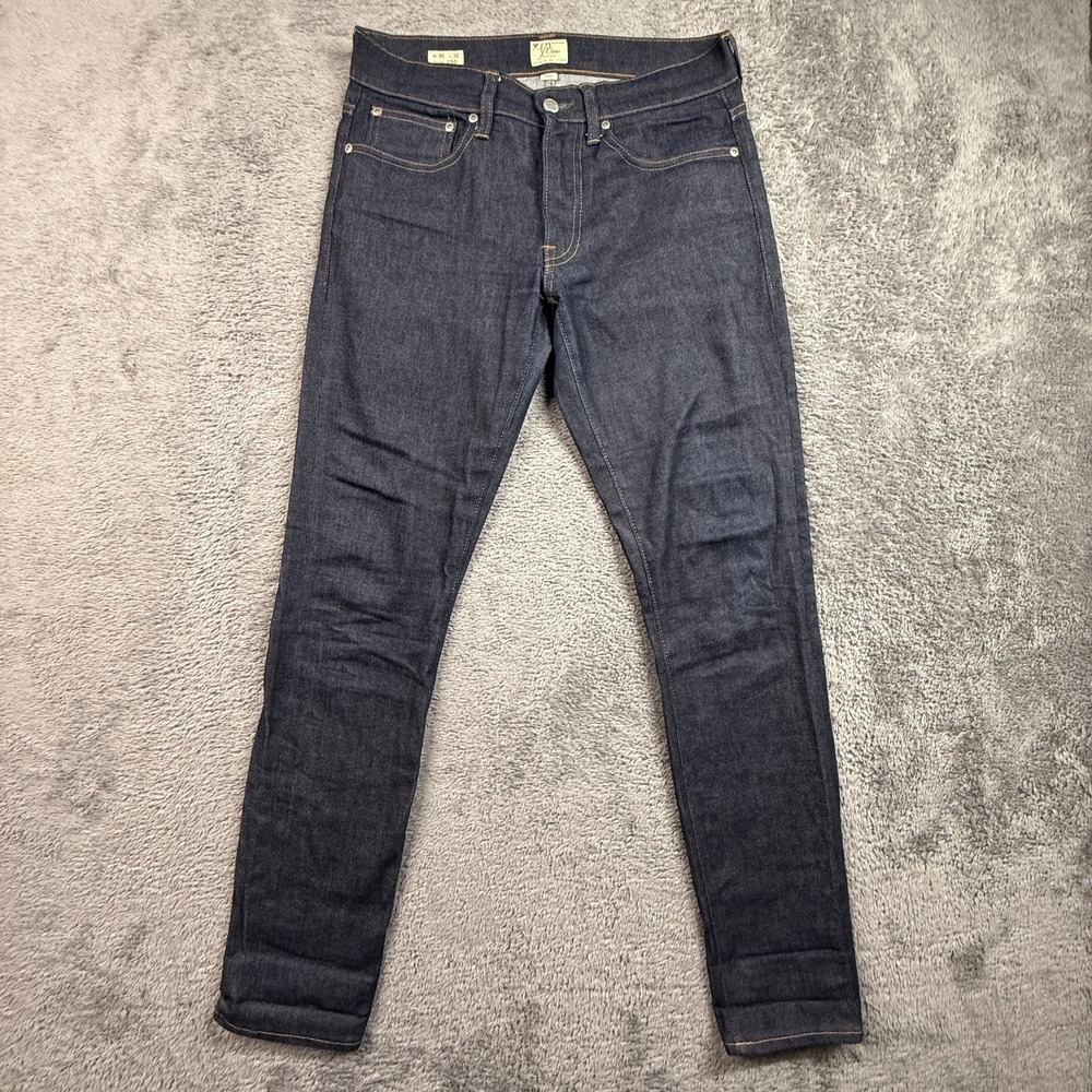 J.Crew 250 Skinny Jeans Mens 30x32 Dark Raw Wash Kurabo Japanese Denim Stretch
